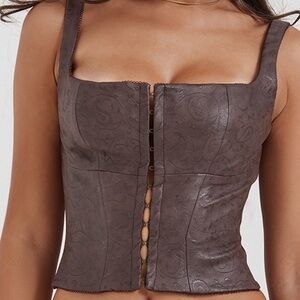 Sexy cowgirl! House of CB Brown Leather Bustier Top. Large/8-10